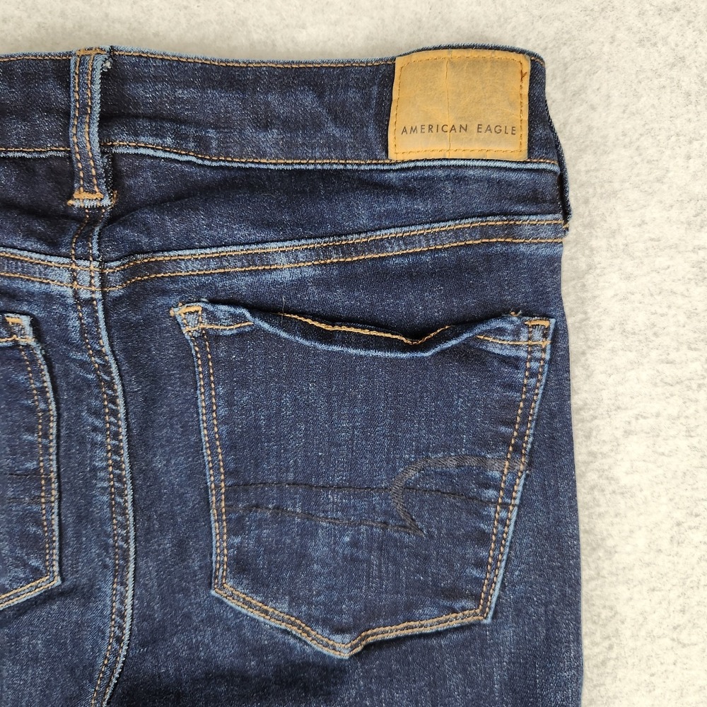 American Eagle Hi-Rise Jegging Dark Wash Size 26p Stretch Raw Hem Jeans - Picture 6 of 12